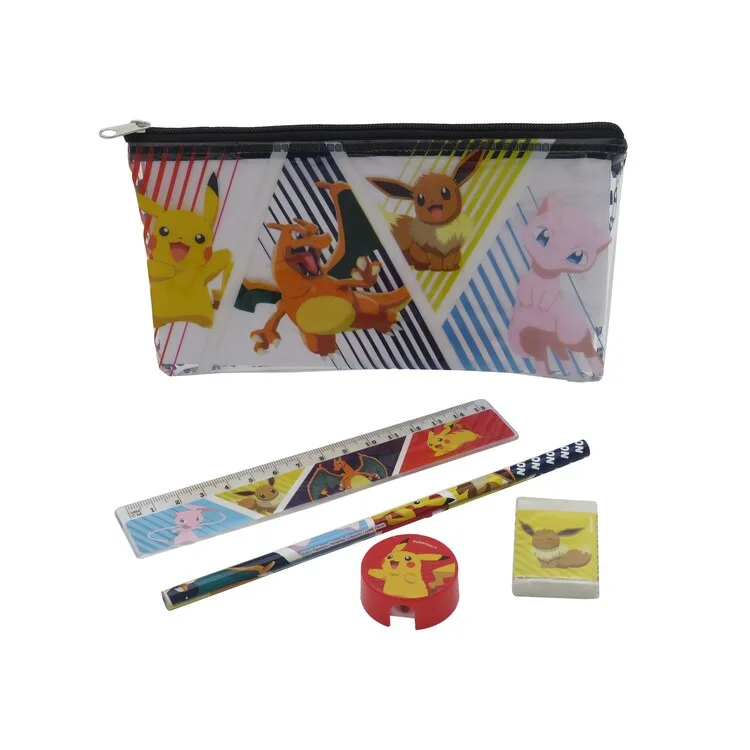 Pokémon naplněný penál CYP Brand – kompletní sada s pouzdrem, pravítkem, tužkou, gumou a ořezávátkem