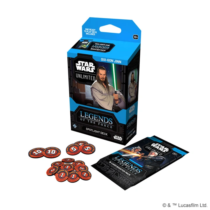 Star Wars: Unlimited – Legends of the Force Spotlight Deck Qui-Gon Jinn – obsah balení