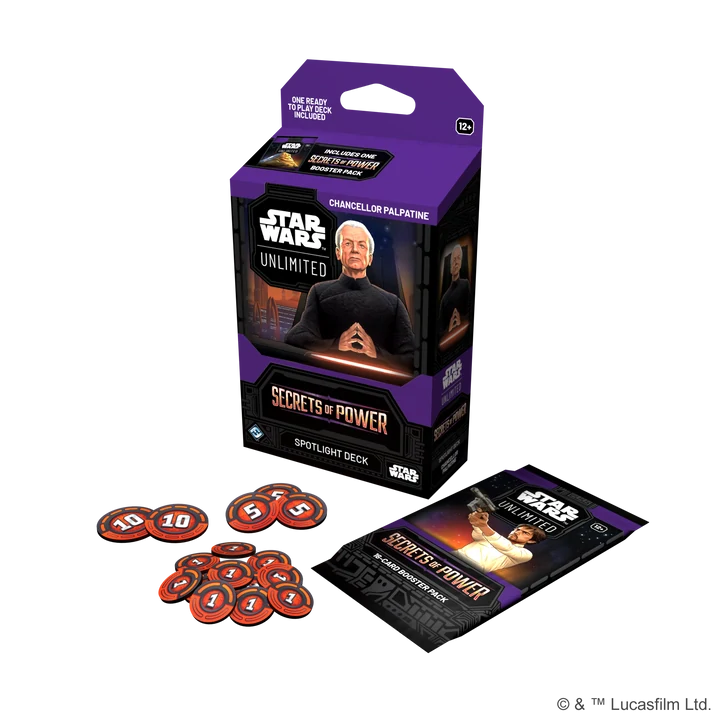 Star Wars: Unlimited – Secrets of Power Spotlight Deck Chancellor Palpatine, balenĂ a pĹ™ĂslušenstvĂ