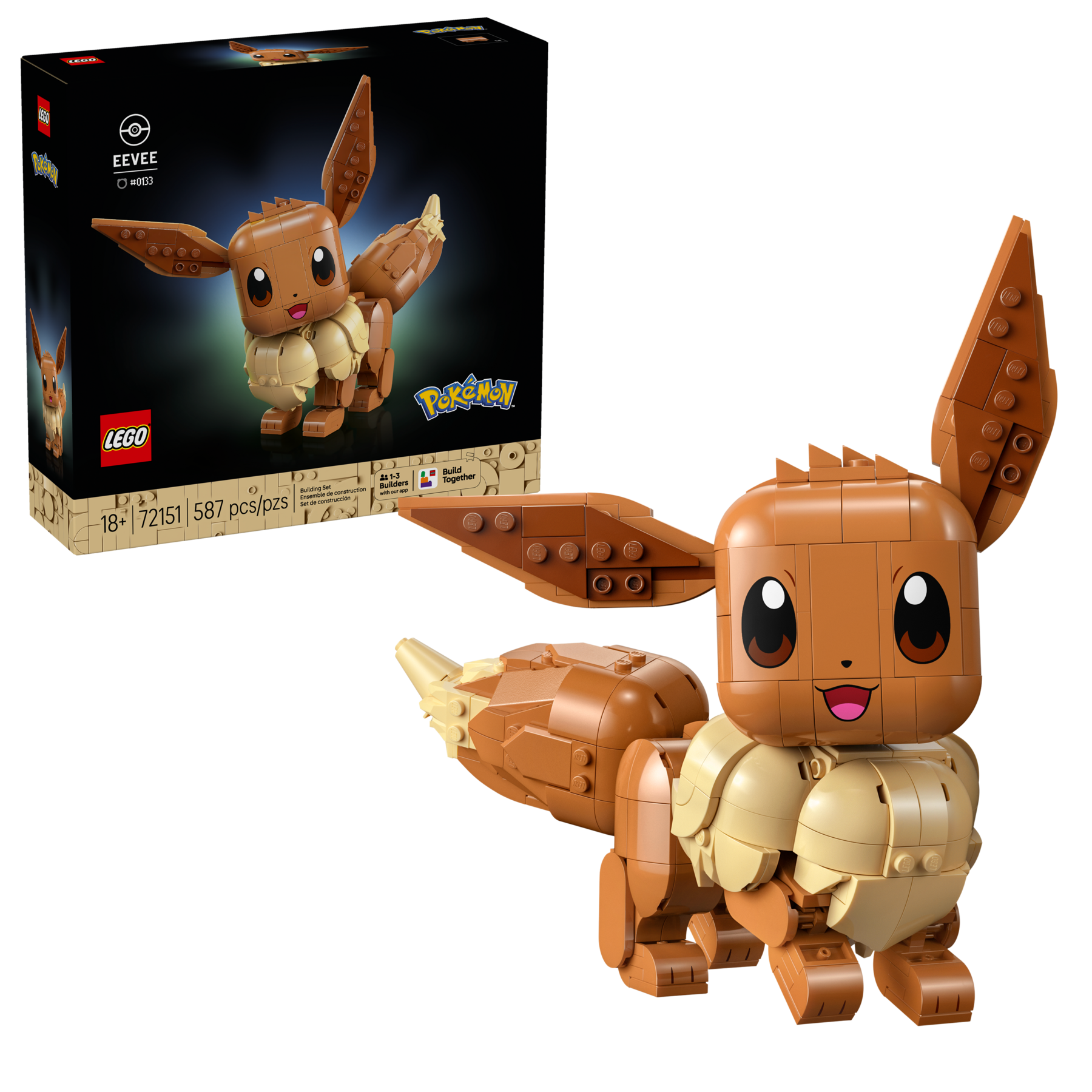 LEGO Pokémon 72151 Eevee – pohled na sestavenou figurku