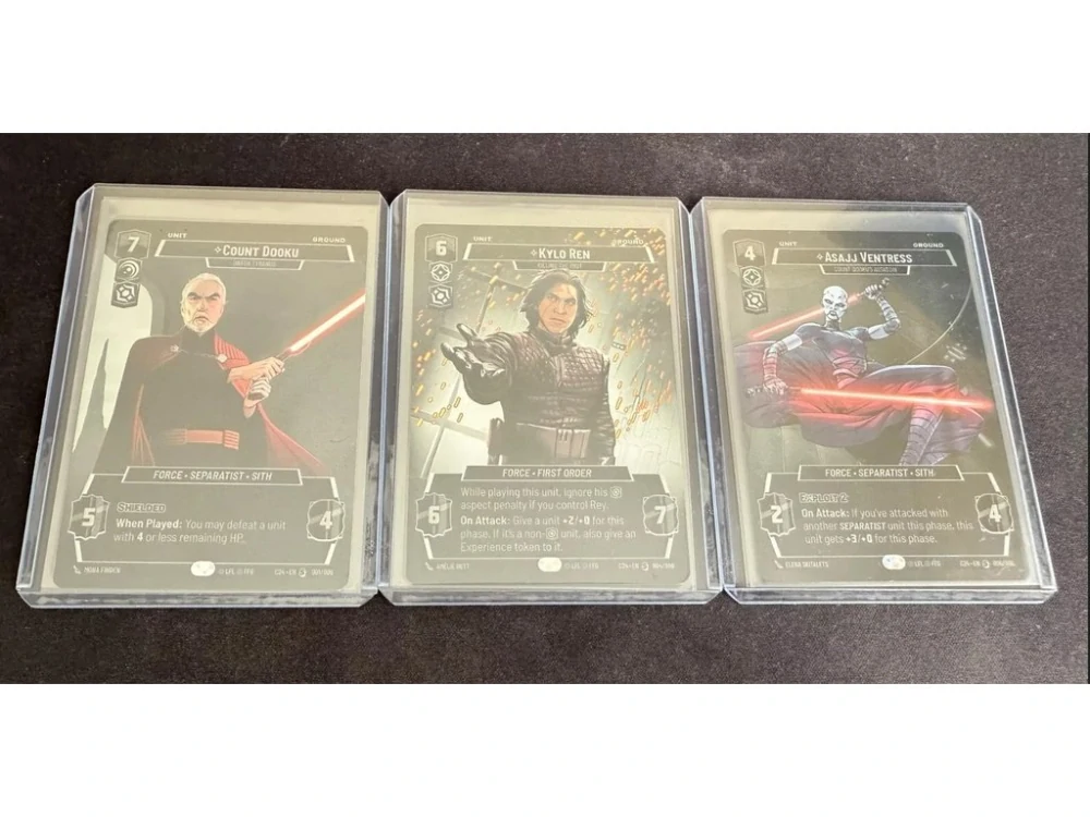 Promo karty Count Dooku, Kylo Ren a Asajj Ventress – Star Wars: Unlimited 2024 Convention Exclusive