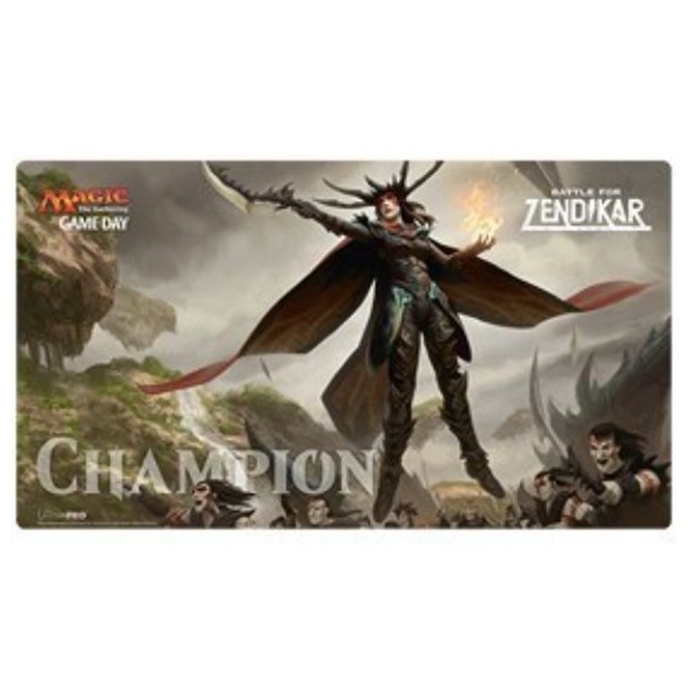 Detail motivu Game Day Champion na hrací podložce Magic: The Gathering Battle for Zendikar