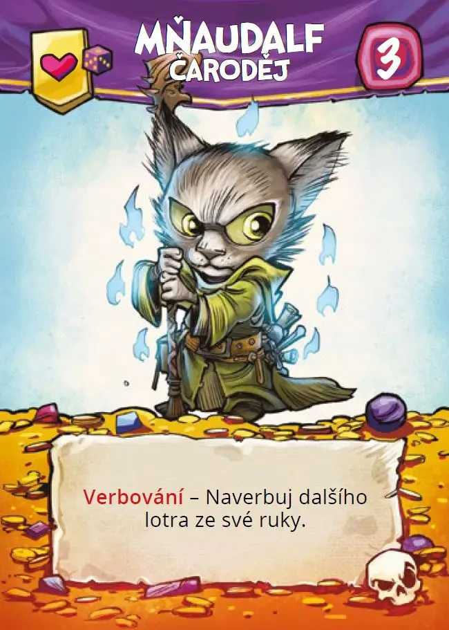 Lotři – ukázka karty Mňaudalf Čaroděj