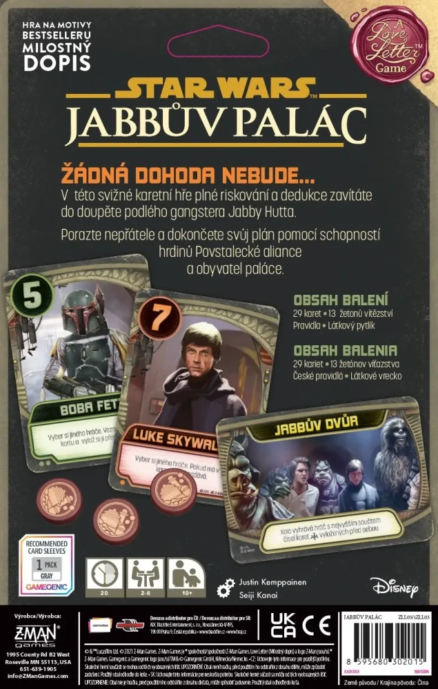 Star Wars: Jabbův palác – zadní strana české krabičky