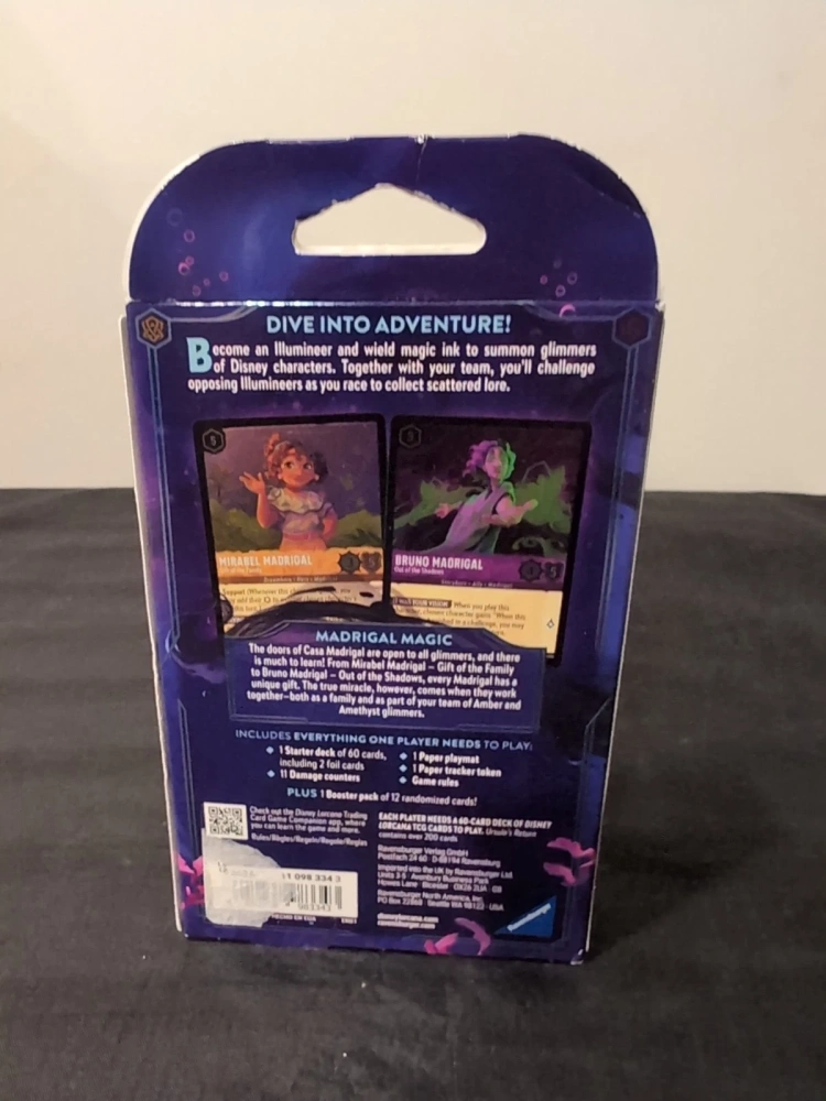 Disney Lorcana Ursula's Return Starter Deck Amber & Amethyst (EN) – zadní strana balení