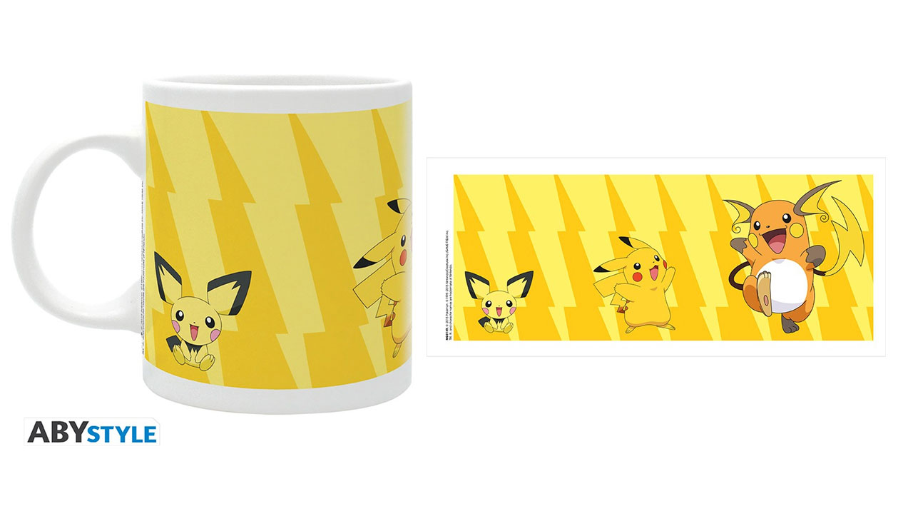 Pokémon hrnek Pikachu Evolve ABYstyle MG0189 – druhý pohled s Pichu, Pikachu a Raichu
