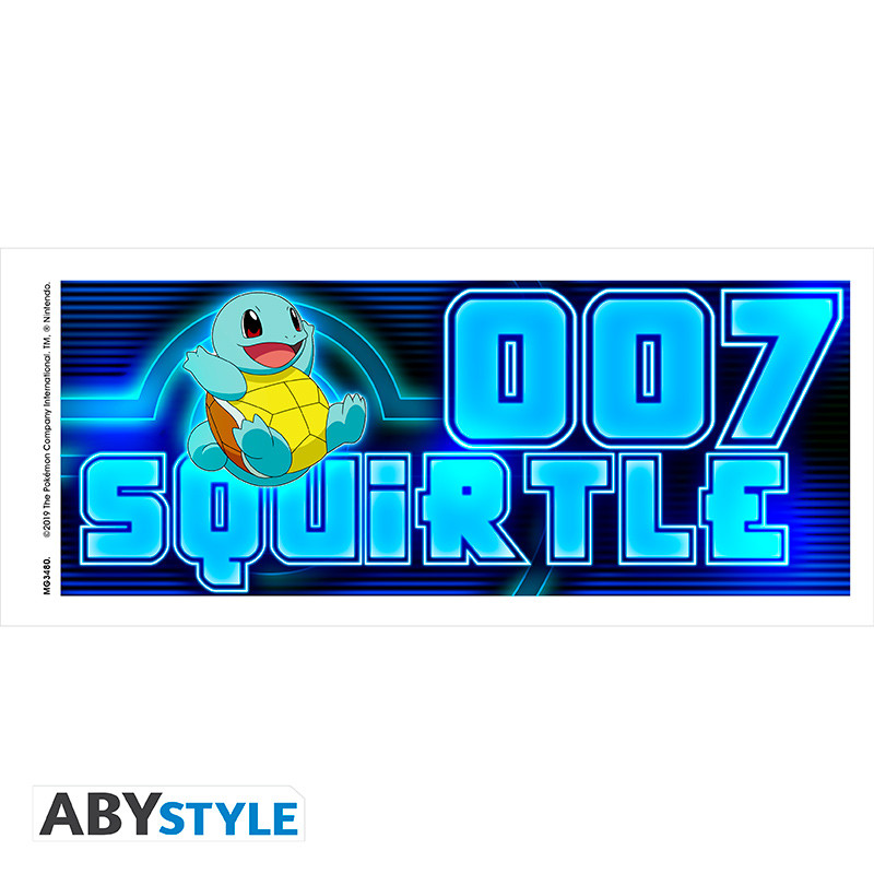 Pokémon hrnek Squirtle Neon ABYstyle MG3480 – detail potisku Squirtle a čísla 007