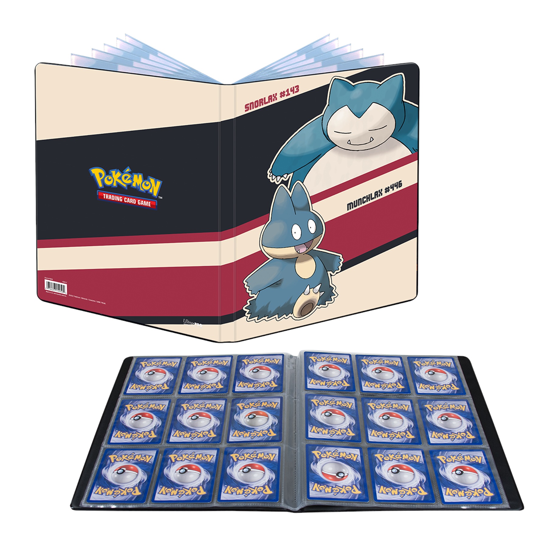 Album Pokémon Ultra PRO Snorlax & Munchlax otevřené, vnitřní kapsy a obal