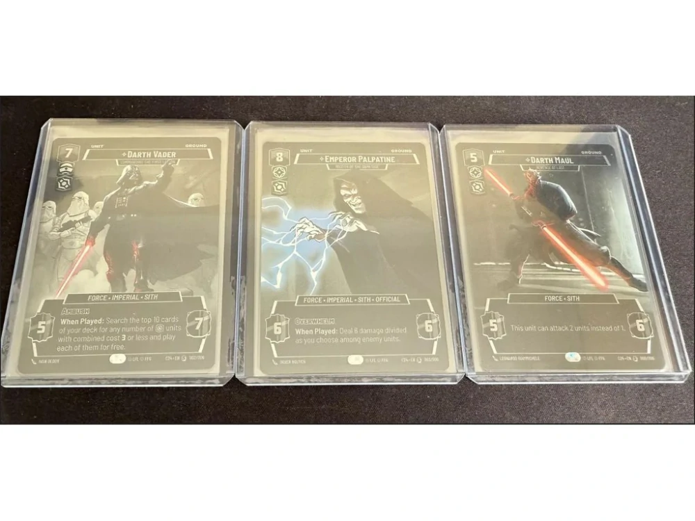 Promo karty Darth Vader, Emperor Palpatine a Darth Maul – Star Wars: Unlimited 2024 Convention Exclusive
