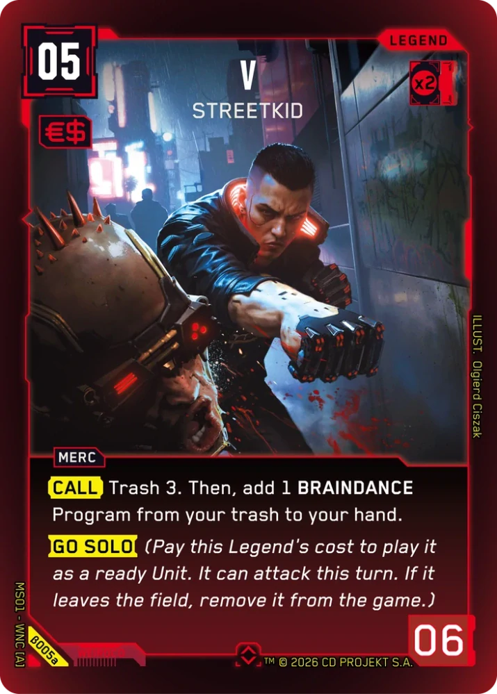 Cyberpunk TCG: Welcome to Night City – Beta – ukázková karta V: Streetkid, EN