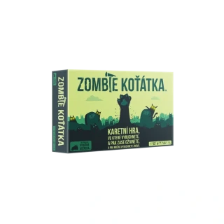 Výbušná koťátka: Zombie koťátka – přední strana krabice české karetní hry se zombie koťátky